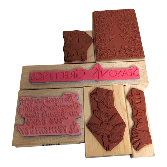6 Piece Set DIY Rubber Stamps Christmas Theme Great Impressions Inkadoo Brands - Picture 4 of 4